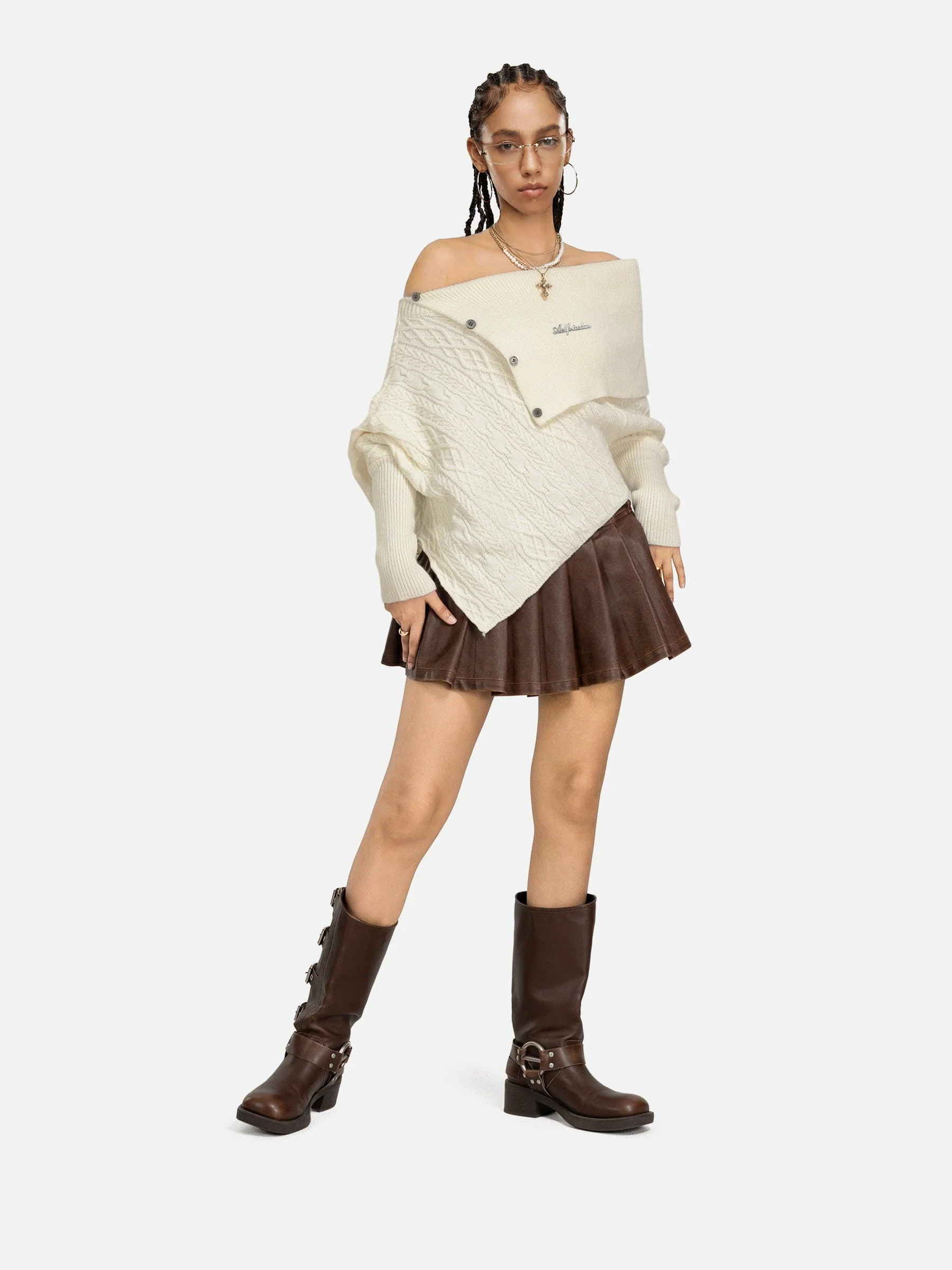 Aelfric Eden Asymmetric Knit Sweater - Image 3