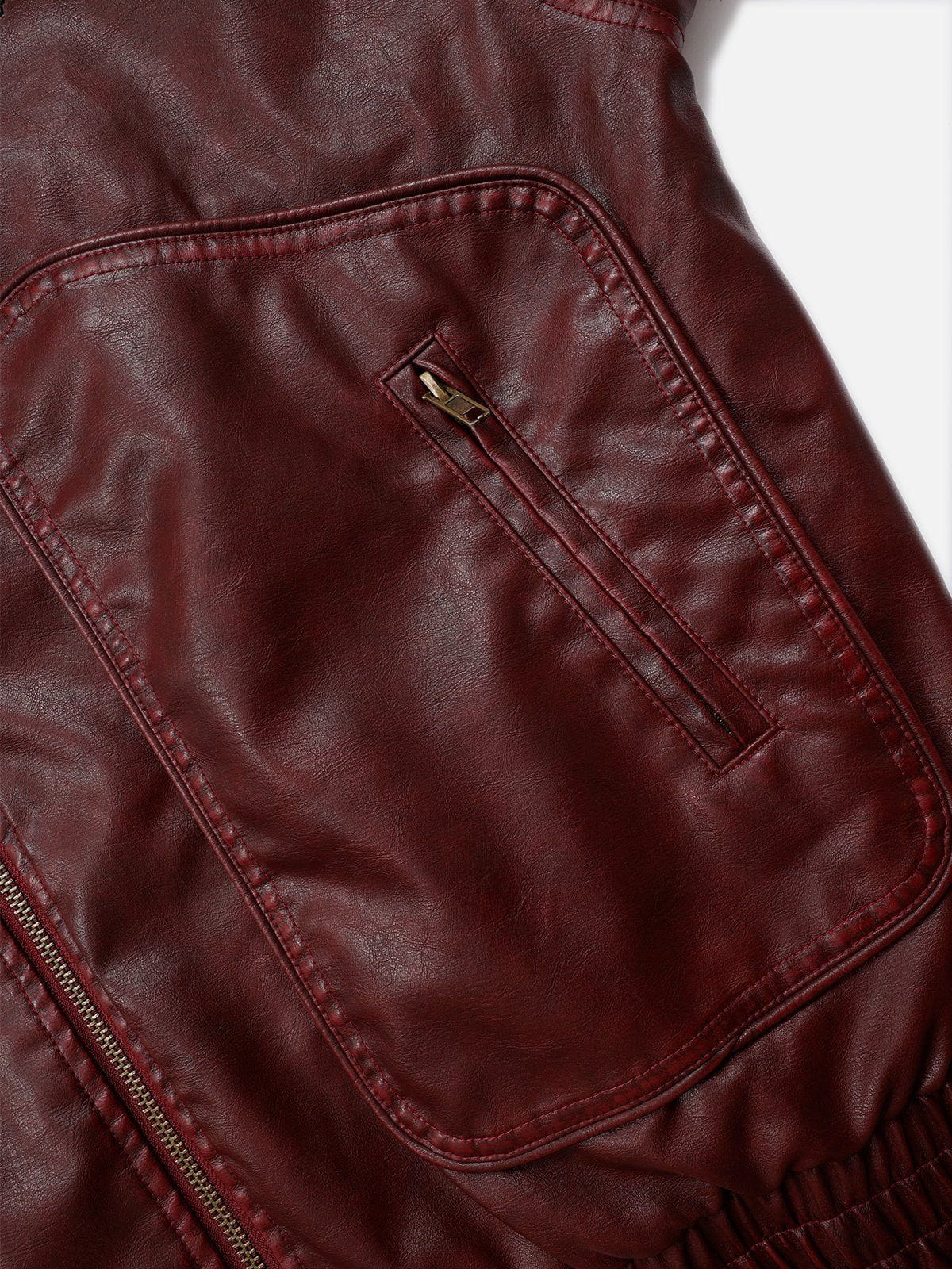 Aelfric Eden Detachable Collar Faux Leather Coat - Image 8
