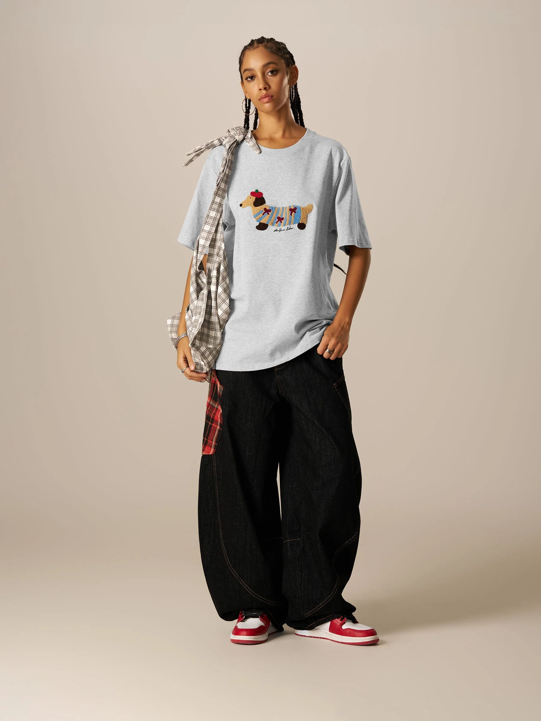 Aelfric Eden Cartoon Dog Embroidery Tee - Image 8
