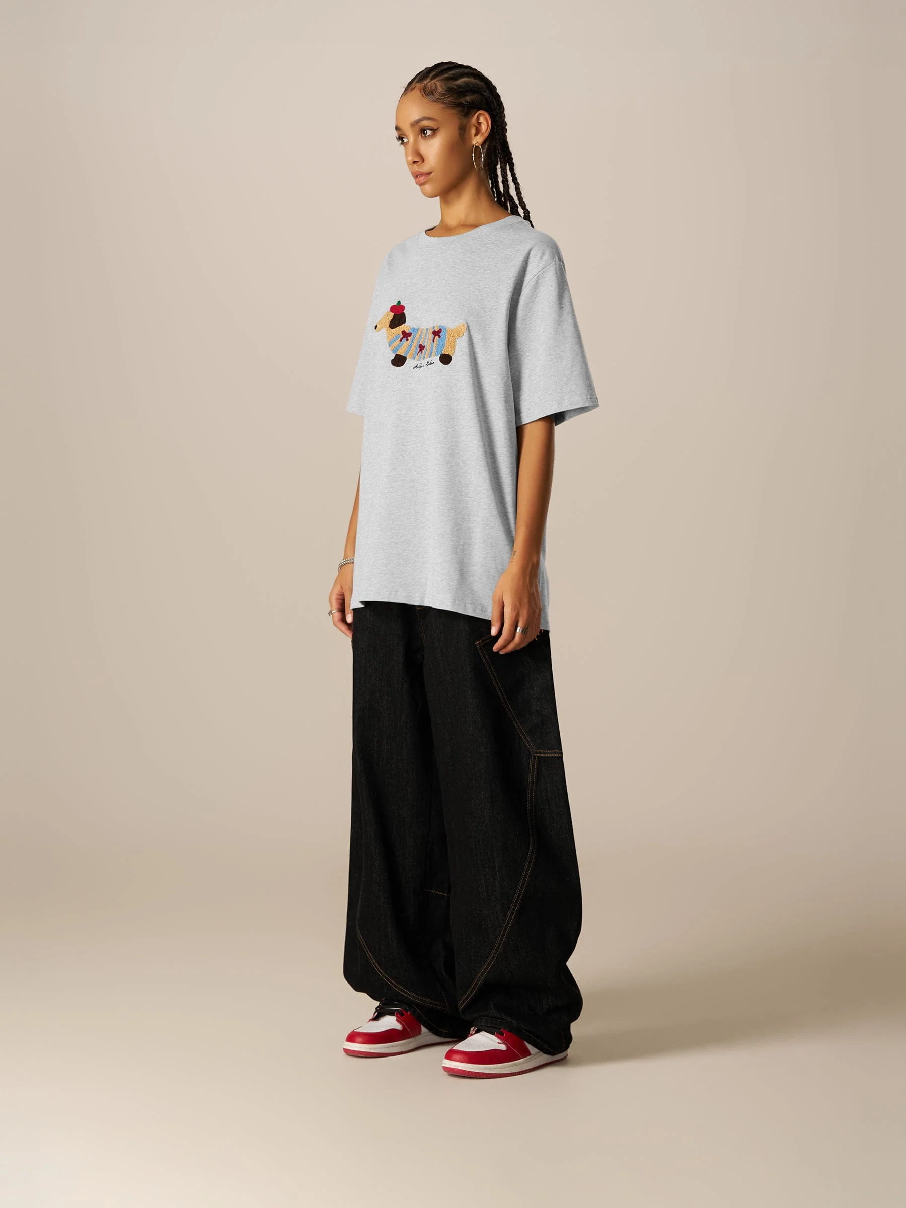 Aelfric Eden Cartoon Dog Embroidery Tee - Image 9