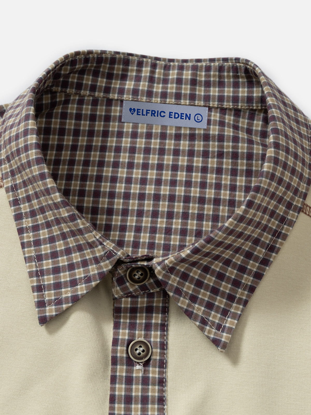 Aelfric Eden Contrast Panel Plaid Polo Long Sleeve Tee - Image 4