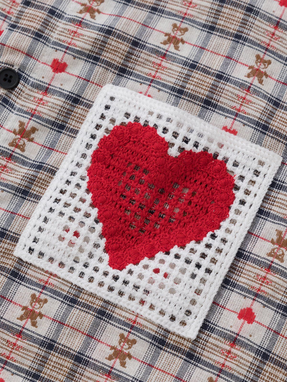 Aelfric Eden Crochet Heart Pocket Plaid Shirt - Image 9