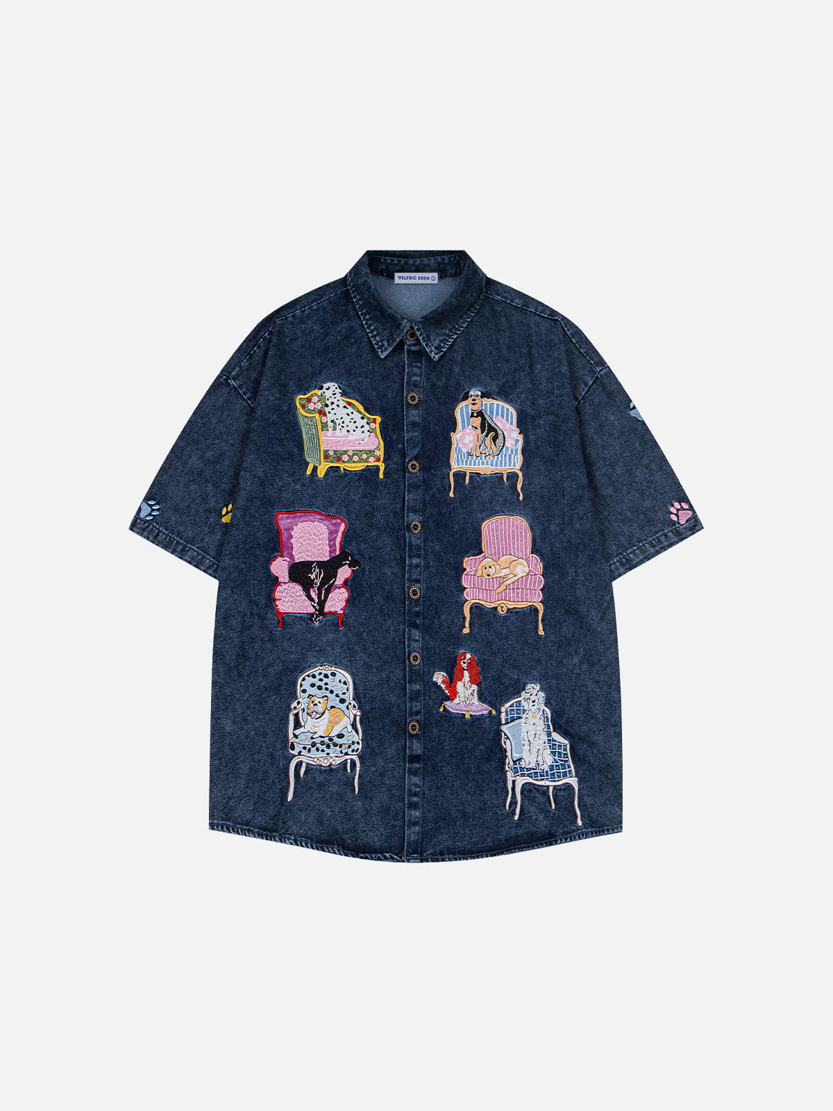Aelfric Eden Dog Embroidery Short Sleeve Shirt - Image 3