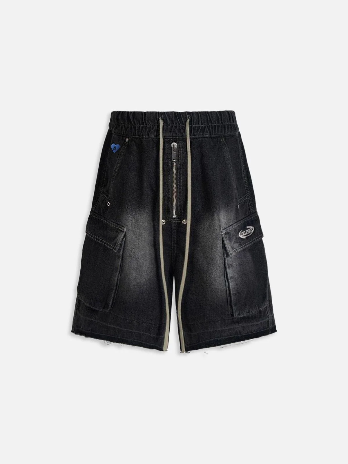 Aelfric Eden Drawstring Decorative Zipper Jorts - Image 4