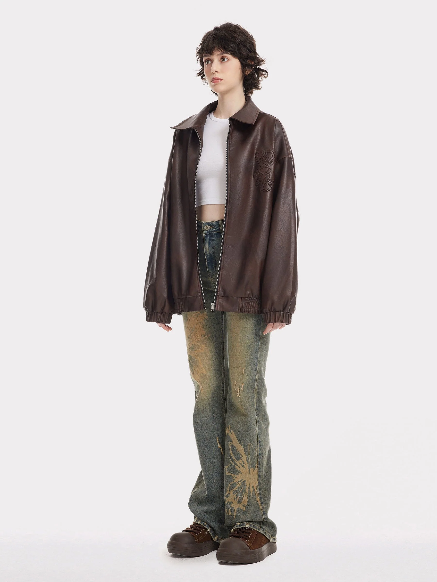 Aelfric Eden Embroidery Faux Leather Jacket - Image 7