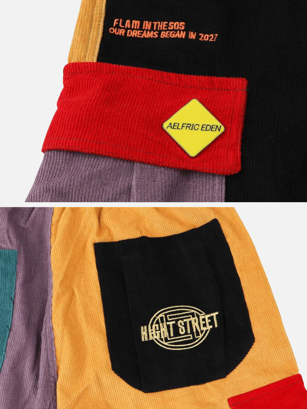 Aelfric Eden "Back to 90's" Patchwork Color Block Corduroy Pants - Image 3