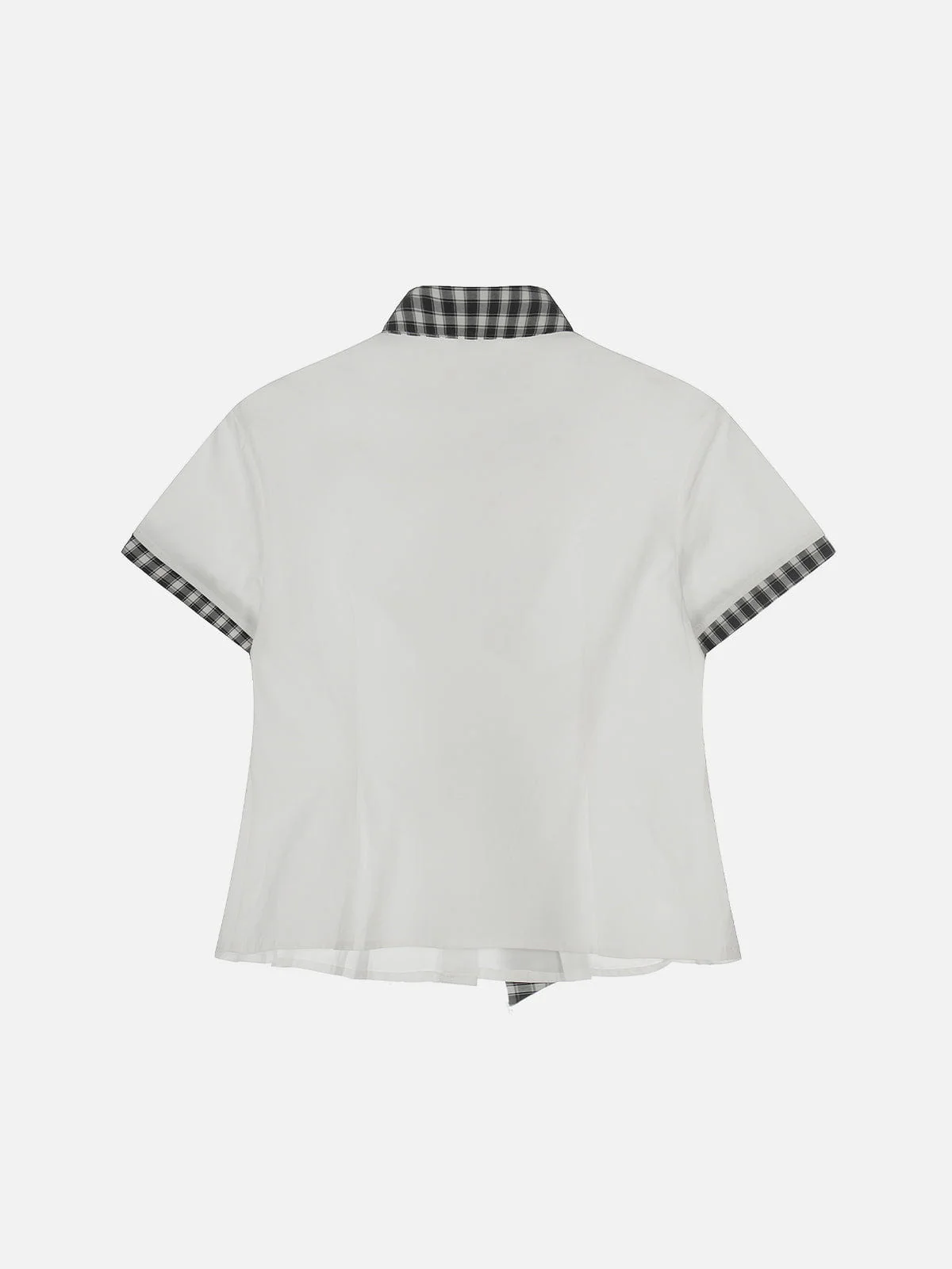 Aelfric Eden Plaid Tie Cropped Short Sleeve Shirt - Image 2