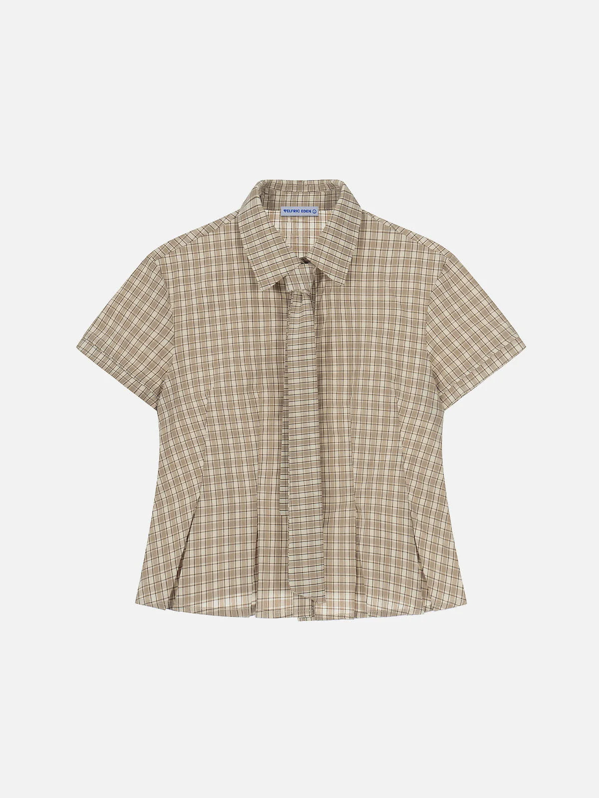 Aelfric Eden Plaid Tie Cropped Short Sleeve Shirt - Image 4