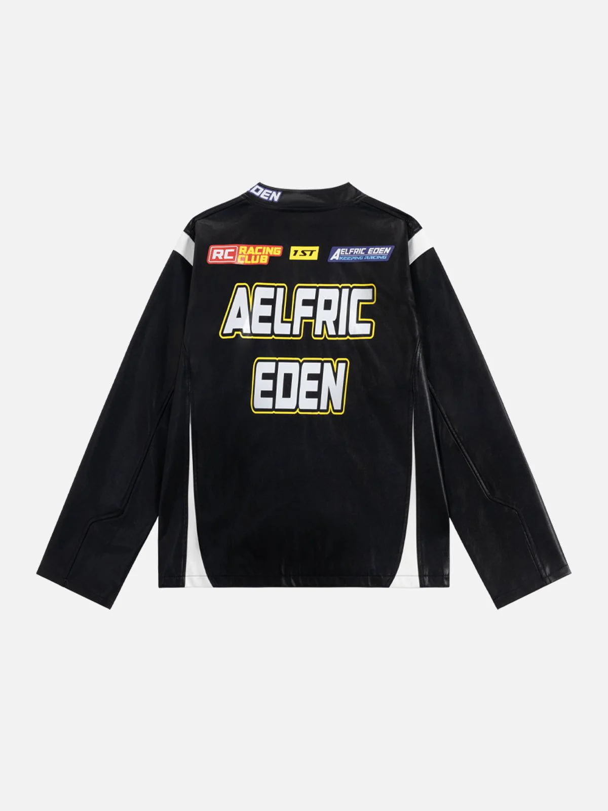 Aelfric Eden Racing Logo Patches Faux Leather Jacket - Image 3