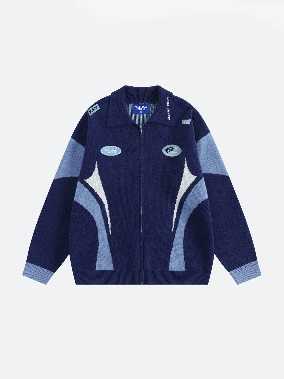 Aelfric Eden Racing Patchwork Zip Up Cardigan - Image 2