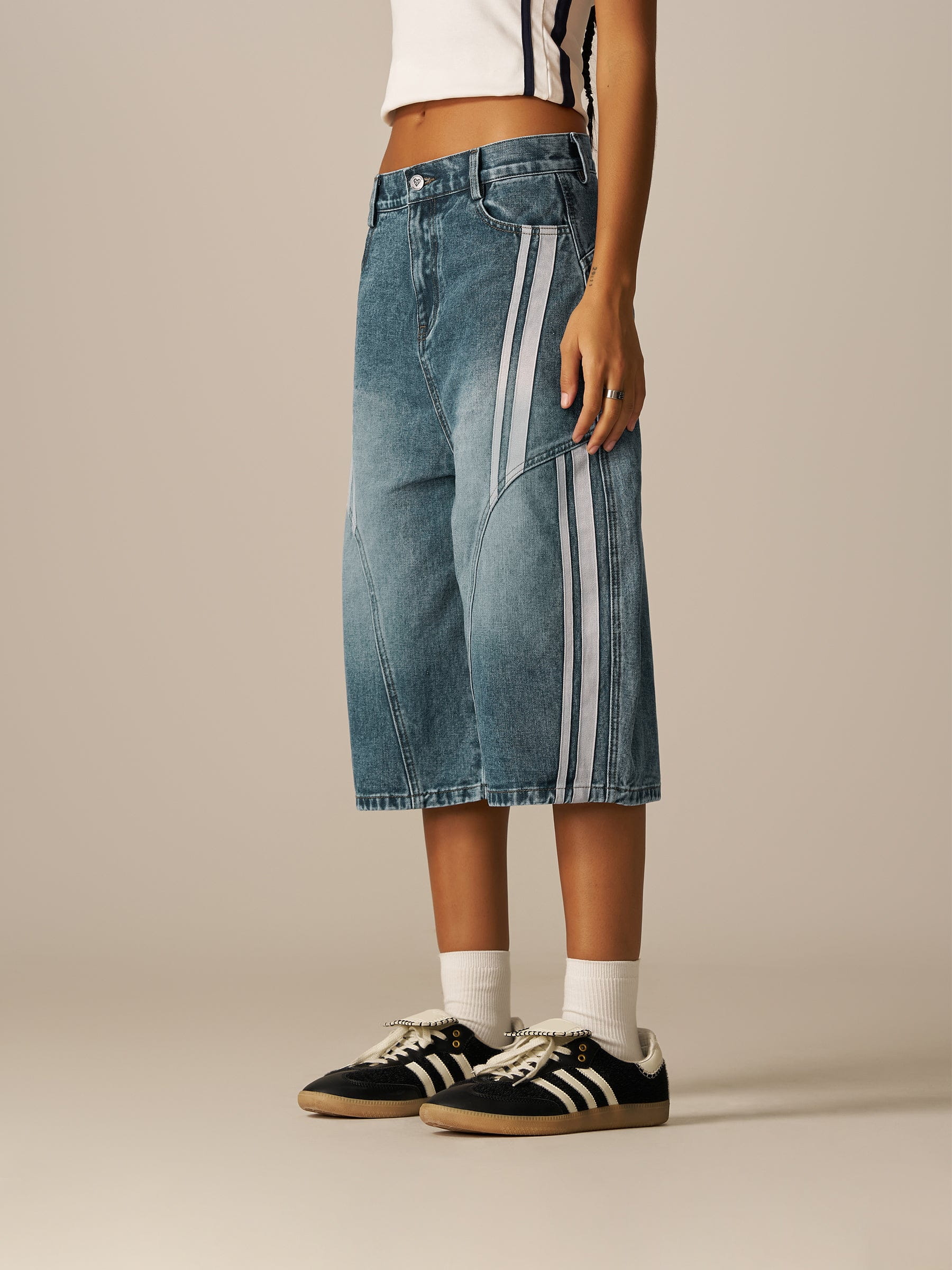 Aelfric Eden Stripe Deconstruction Barrel Longline Jorts - Image 5