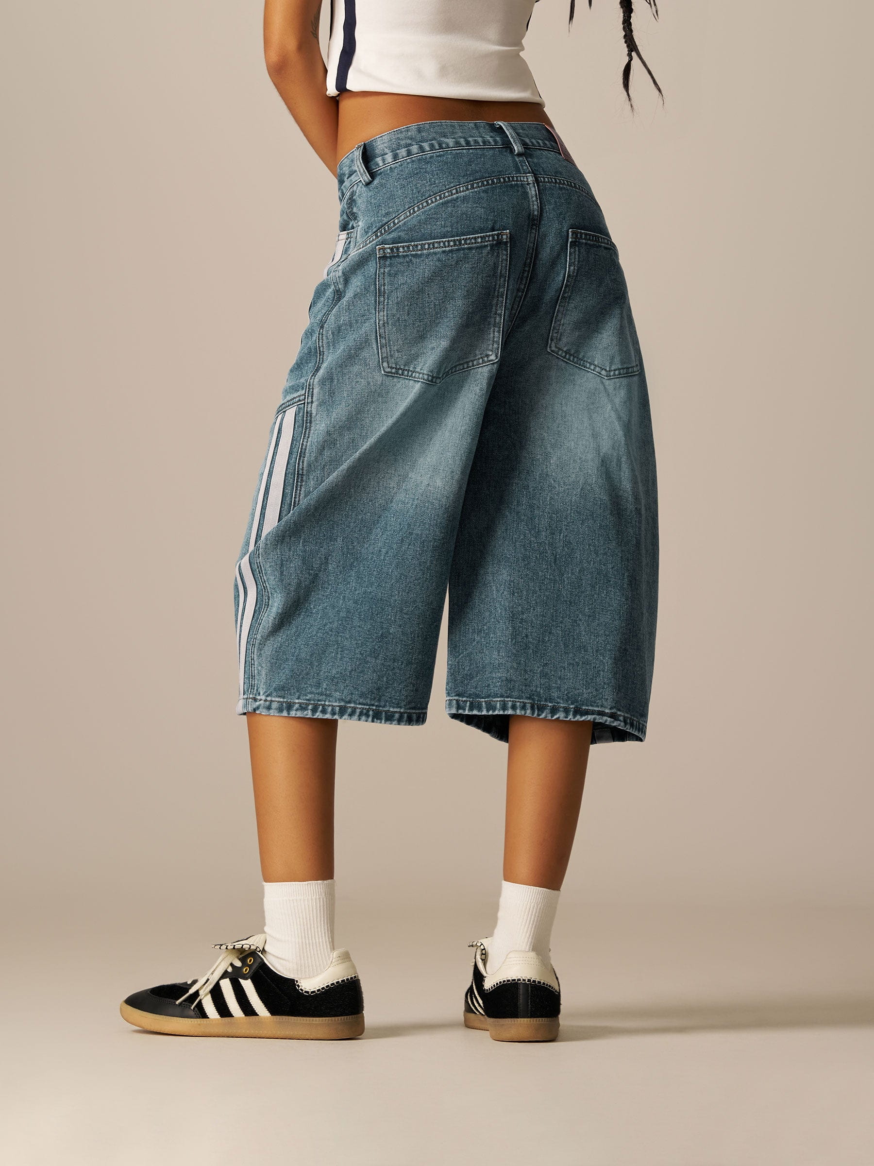 Aelfric Eden Stripe Deconstruction Barrel Longline Jorts - Image 6