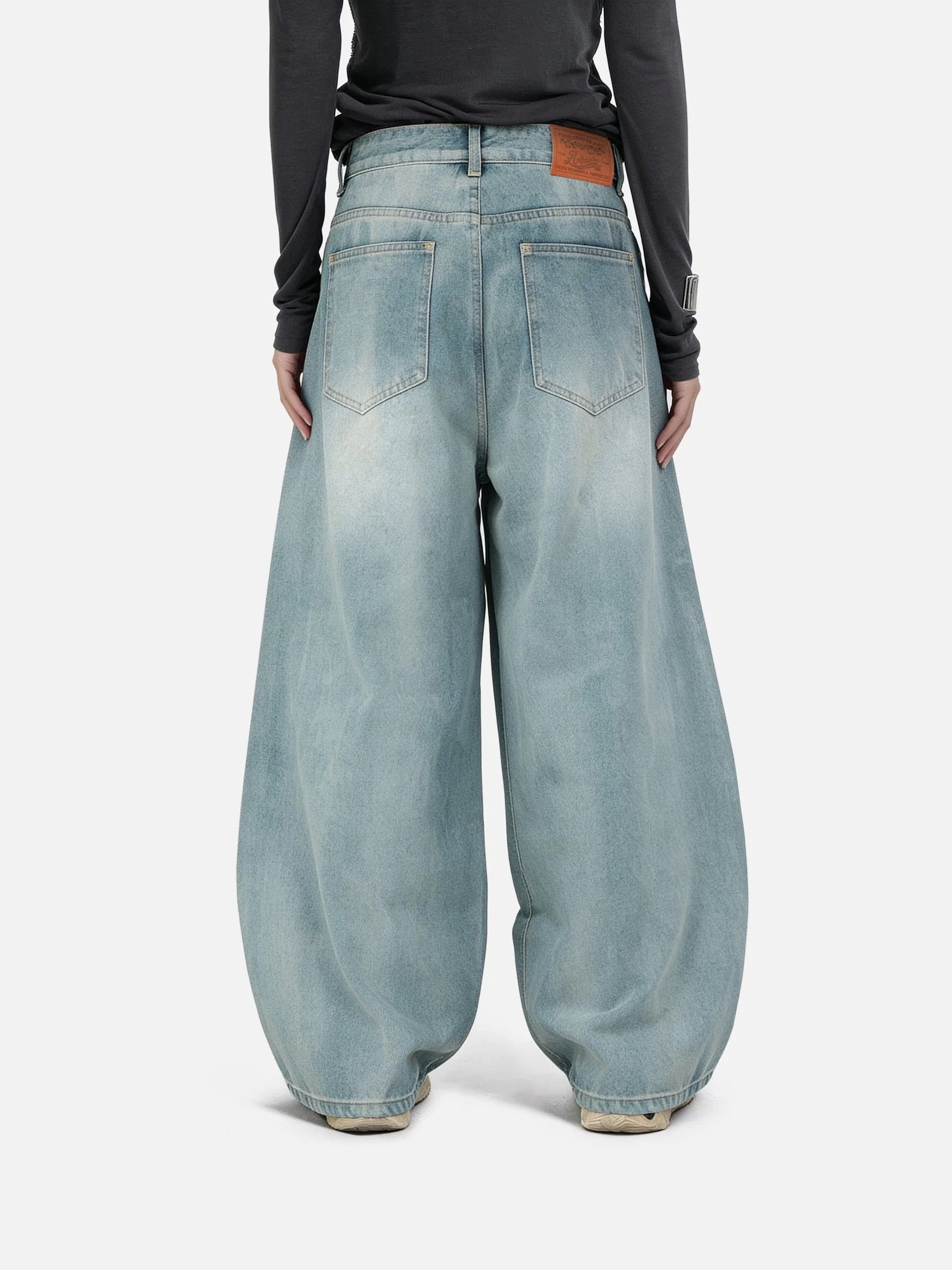 Aelfric Eden Stripe Whiskering Baggy Barrel Jeans - Image 3