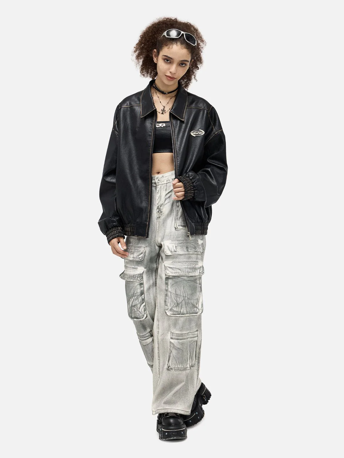 Aelfric Eden Faux Leather Cropped Jacket - Image 3
