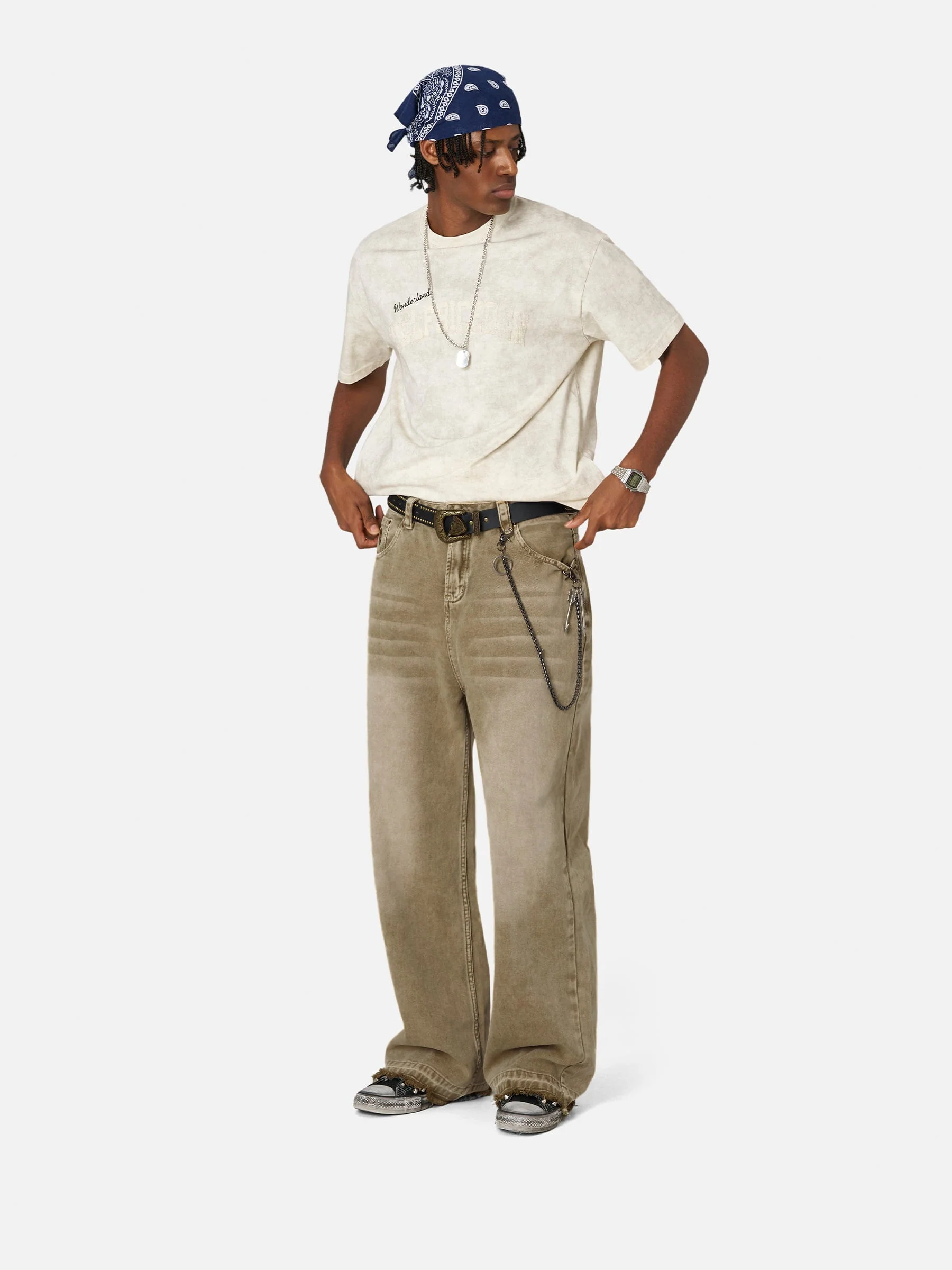 Aelfric Eden Baggy Brown Washed Jeans - Image 3