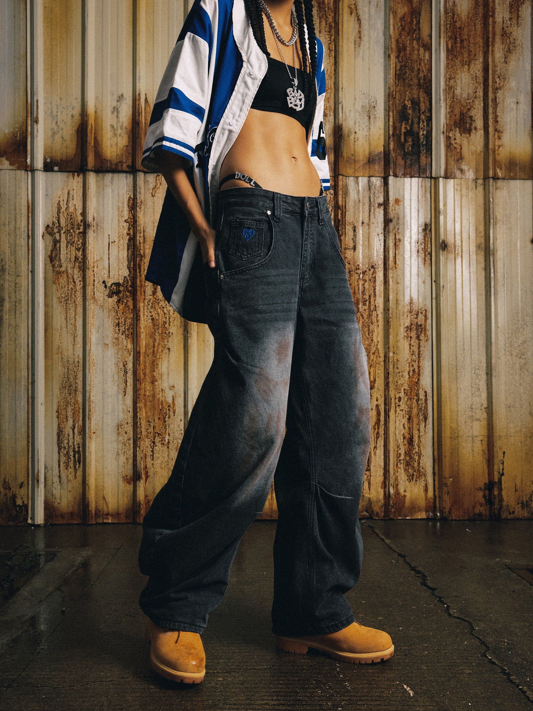Aelfric Eden Dirty-Dyed Super Baggy Barrel Jeans - Image 3