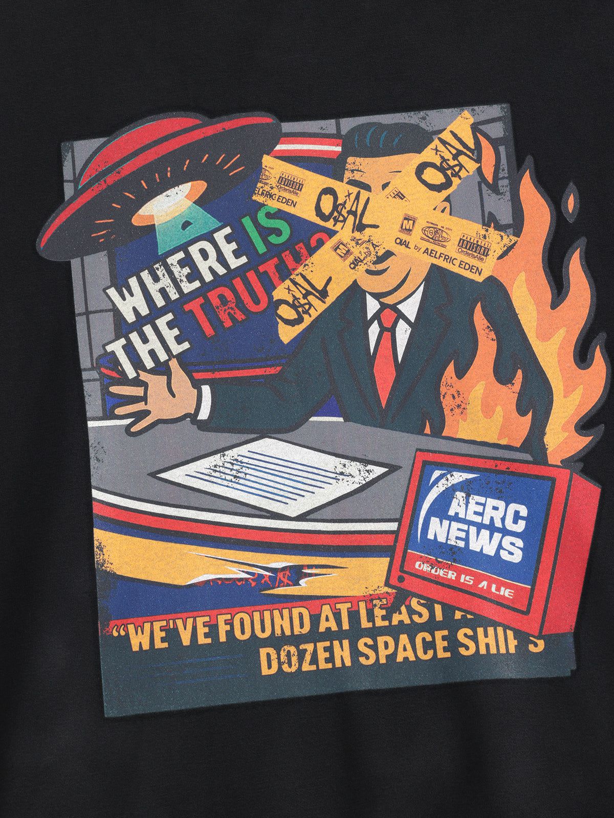 [COMPLEXCON] FAKE NEWS OIAL Tape Hoodie - Image 6