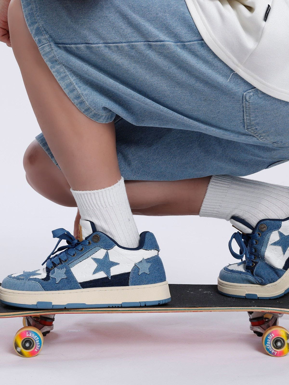 Starry Climb Stars Casual All-Match Denim Skate Shoes - Image 10